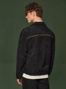 Manfinity 1pc Letter Embroidery Jacket - Black - View 9