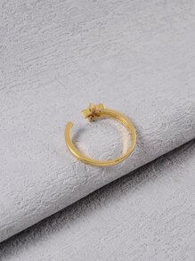 Anillo abierto zirconia cúbica con diseño de estrella - Amarillo Oro - Ver 2