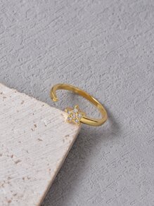 Anillo abierto zirconia cúbica con diseño de estrella - Amarillo Oro - Ver 4