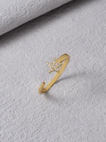 Anillo abierto zirconia cúbica con diseño de estrella - Amarillo Oro - Ver 3
