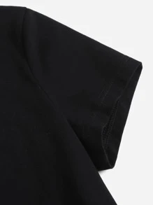 Cremechii Slogan Cartoon Graphic Crop Tee - Black - View 3