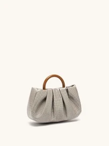 Bolso fruncido con diseño trenzado - Gris - Ver 2