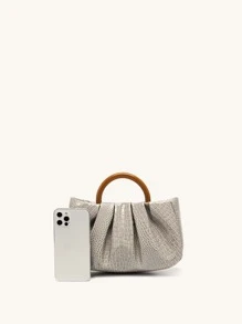 Bolso fruncido con diseño trenzado - Gris - Ver 3