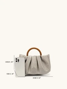 Bolso fruncido con diseño trenzado - Gris - Ver 6