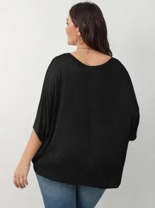 Áo thun Plus size Túi màu trơn Giải trí - màu đen - Xem 2
