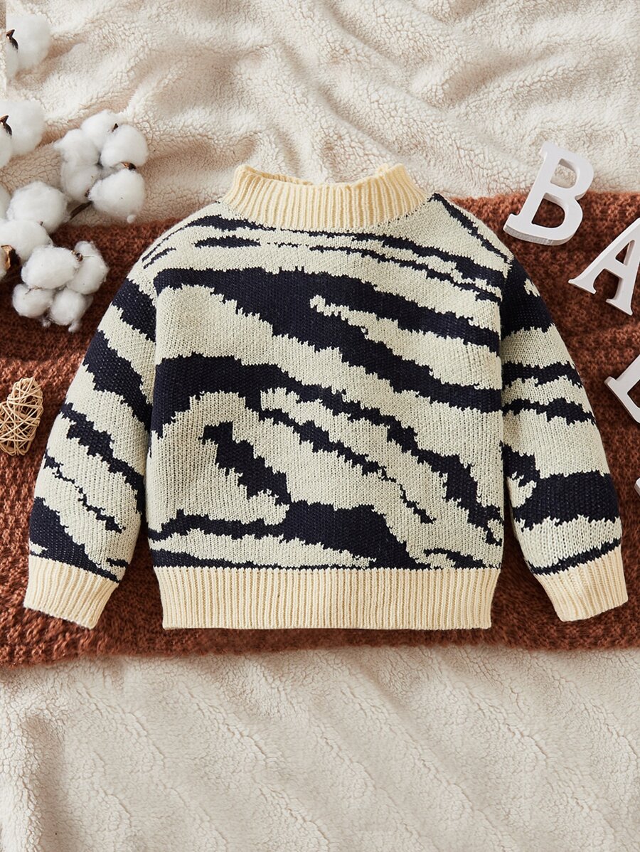 SHEIN Baby Graphic Pattern Mock Neck Jumper - Multicolor - View 1