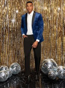 Manfinity Men Contrast Shawl Collar Blazer - Navy Blue - View 3