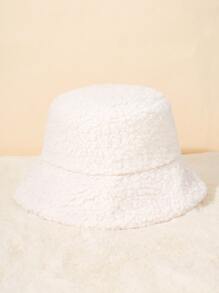 Solid Fuzzy Bucket Hat - Beige - View 3