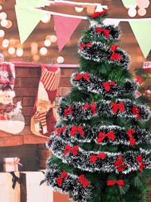 1pc 2 Meters Christmas Colorful Ribbon With Artificial Flowers, Eucalyptus And 12 Red Bows Combination Home Decor Christmas Decorations Room Decor