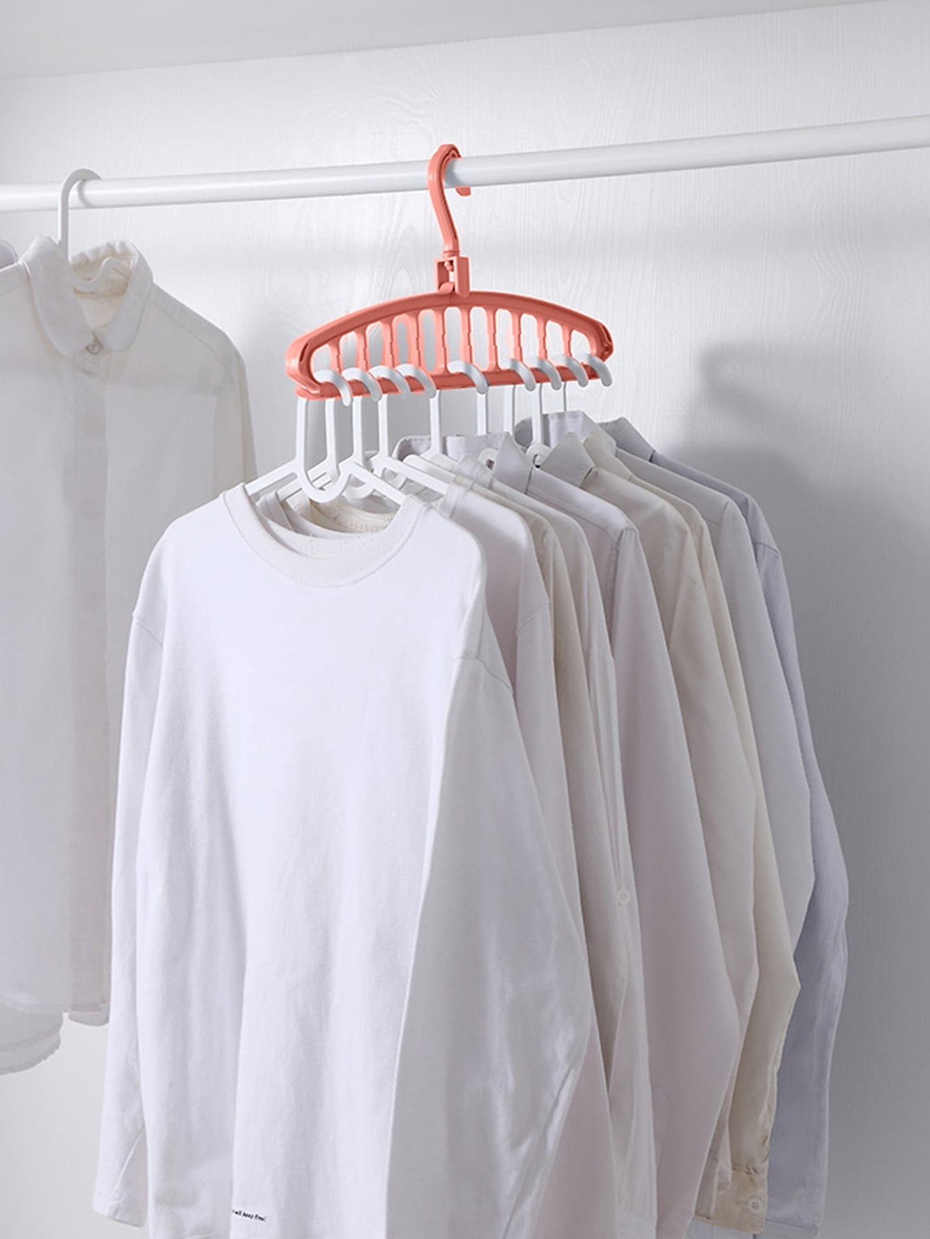 1 pieza Estante organizador de perchas liso - Rosa - Ver 1