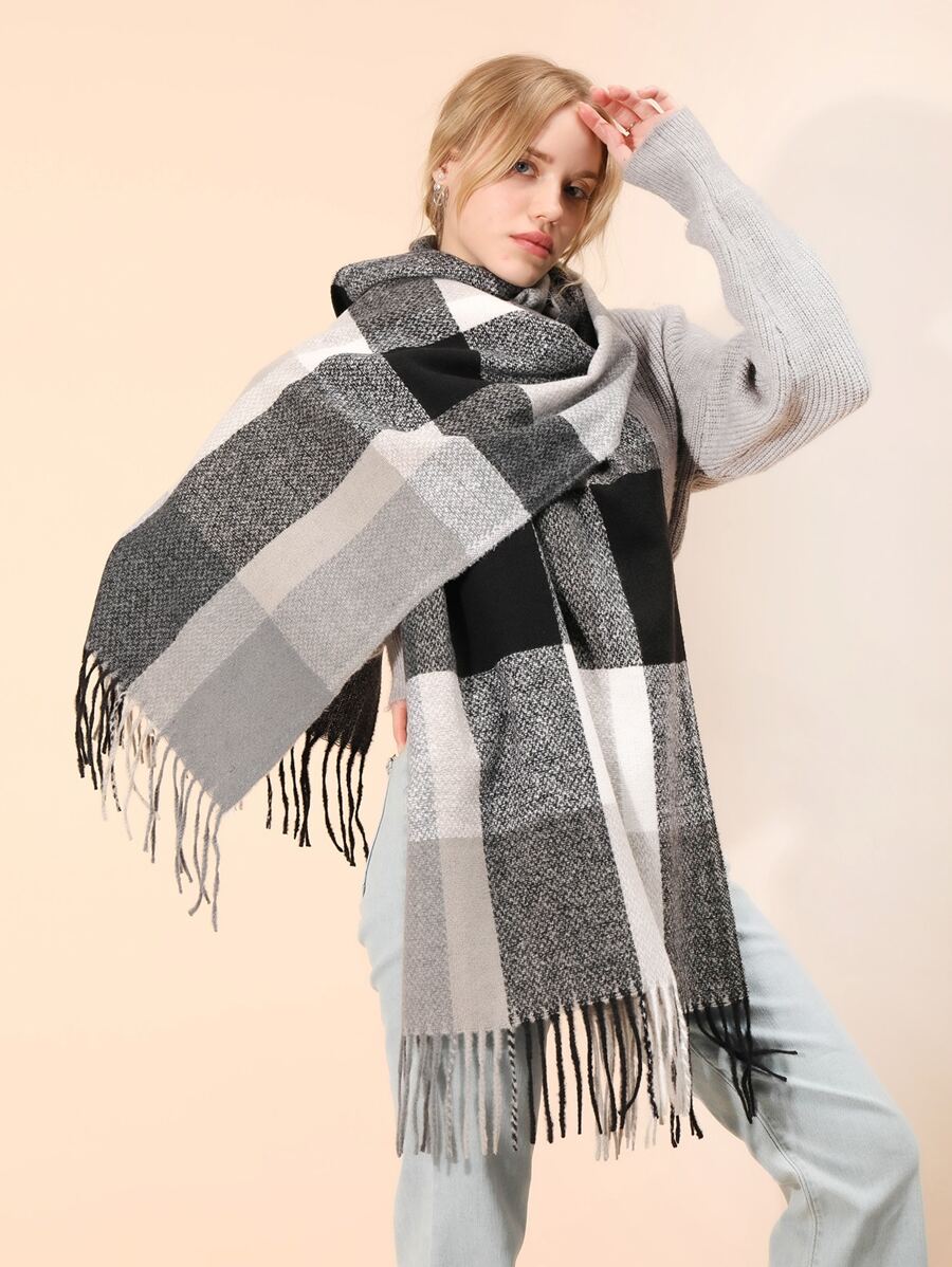 Khăn Quàng Cổ Kẻ Sọc Cashmere Giả Dành Cho Nữ, Khăn Quàng Mềm Mại Ấm Áp Thích Hợp Sử Dụng Hàng Ngày, Có Thể Dùng Làm Khăn Choàng Điều Hòa Hoặc Khăn Choàng Ngủ Trưa Buổi Chiều - Nhiều màu - Xem 1