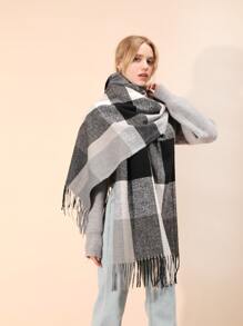 Khăn Quàng Cổ Kẻ Sọc Cashmere Giả Dành Cho Nữ, Khăn Quàng Mềm Mại Ấm Áp Thích Hợp Sử Dụng Hàng Ngày, Có Thể Dùng Làm Khăn Choàng Điều Hòa Hoặc Khăn Choàng Ngủ Trưa Buổi Chiều - Nhiều màu - Xem 4