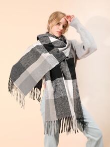 Khăn Quàng Cổ Kẻ Sọc Cashmere Giả Dành Cho Nữ, Khăn Quàng Mềm Mại Ấm Áp Thích Hợp Sử Dụng Hàng Ngày, Có Thể Dùng Làm Khăn Choàng Điều Hòa Hoặc Khăn Choàng Ngủ Trưa Buổi Chiều - Nhiều màu - Xem 5