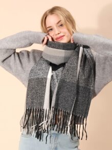 Khăn Quàng Cổ Kẻ Sọc Cashmere Giả Dành Cho Nữ, Khăn Quàng Mềm Mại Ấm Áp Thích Hợp Sử Dụng Hàng Ngày, Có Thể Dùng Làm Khăn Choàng Điều Hòa Hoặc Khăn Choàng Ngủ Trưa Buổi Chiều - Nhiều màu - Xem 6