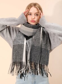 Khăn Quàng Cổ Kẻ Sọc Cashmere Giả Dành Cho Nữ, Khăn Quàng Mềm Mại Ấm Áp Thích Hợp Sử Dụng Hàng Ngày, Có Thể Dùng Làm Khăn Choàng Điều Hòa Hoặc Khăn Choàng Ngủ Trưa Buổi Chiều - Nhiều màu - Xem 7