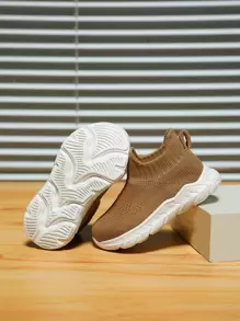 儿童四季透气一脚蹬休闲鞋，柔软鞋面，防滑外底，运动鞋 - 棕色 - 查看 5