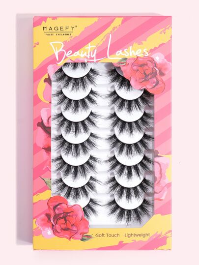 MAGEFY 8 Pairs Of Natural Full False Eyelashes,Thick Curling Fluffy Eyelashes For Party Use Manga Eyelashes, Travel Essentials