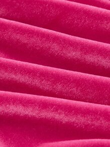 SHEIN ICON Sequin Letter Pattern Fuzzy Trim Hooded Velvet Jacket In Fall/Winter - Hot Pink - View 3