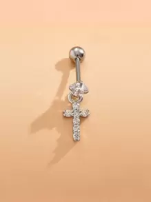 1pc Rhinestone Cross Decor Earring - Silver - View 4