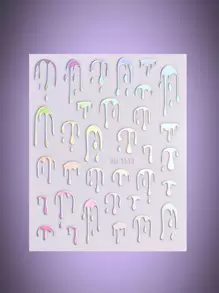 ROMWE Goth Abstract Pattern Nail Art Sticker, Random Pattern - Multicolor - View 1