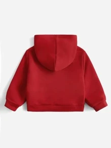 SHEIN Baby Boy Playing Card Print Hoodie - Burgundy - View 2