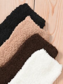 4雙男士素色毛絨襪子 - 彩色 - 查看 4