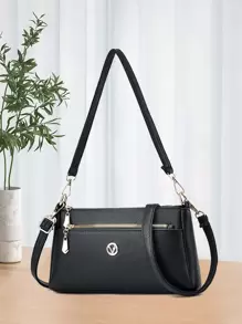 Metal Decor Shoulder Bag, Mother's Day Gift For Mom - Black - View 1