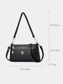 Metal Decor Shoulder Bag, Mother's Day Gift For Mom - Black - View 3