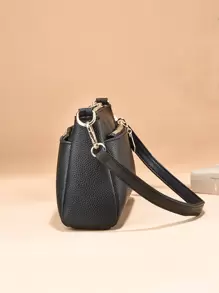 Metal Decor Shoulder Bag, Mother's Day Gift For Mom - Black - View 5