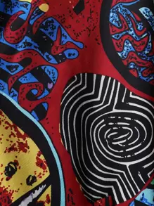 Mulvari Plus Geo Print Teddy Lined Hooded Coat Fall Winter Cloth For Women Autumn - Multicolor - View 3