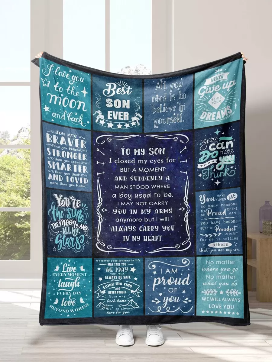 Slogan Graphic Blanket - Multicolor - View 1