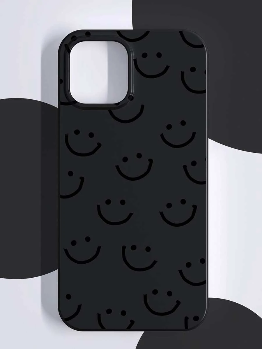 Smile Print Fashion Design Phone Case For Daily Use - Black - View 1