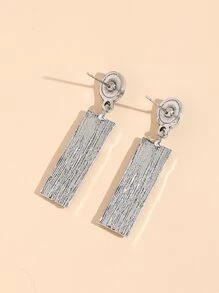 Turquoise Decor Flower Drop Earrings - Antique Silver - View 2