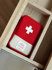 可爱迷你便携式医药包急救箱医疗应急包收纳袋户外家用药品药丸储存袋旅行收纳袋、化妆包、化妆包、度假收纳袋、大容量化妆品收纳袋化妆盒，适用于口红、刷子、护肤品、手机、硬币、小物品，适用于家庭、礼物、度假和节日万圣节圣诞节多功能用途 - 紅色 - 查看 4