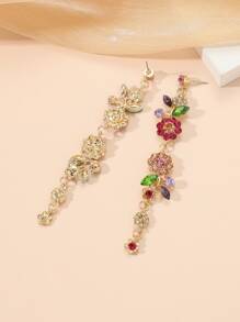 Rhinestone Flower Drop Earrings Valentines,Mom,Mother,Mother's Day,Gift - Multicolor - View 4