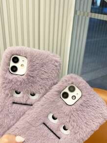 卡通圖案毛茸茸手機殼 - 紫色 - 查看 3