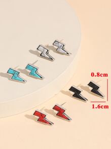 4 cặp hoa tai Lightning Stud Earrings - Nhiều màu - Xem 5