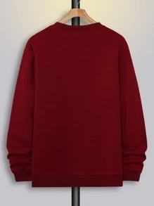 Manfinity Homme Loose Fit Men's Letter Graphic Sweatshirt - Burgundy - View 2