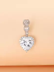 1入組方晶鋯石愛心裝飾臍環中性時尚朋克身體穿刺首飾銅首飾類 - 銀色 - 查看 4