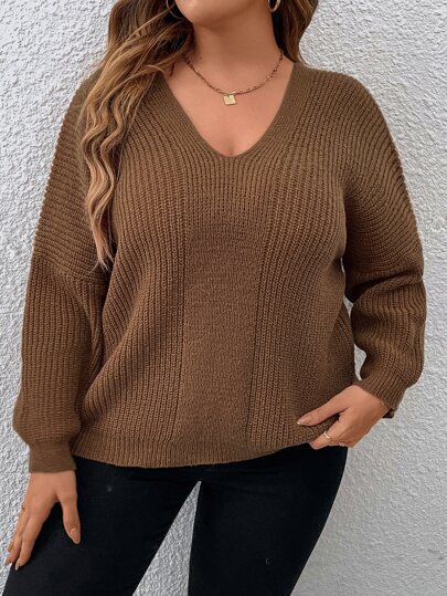 SHEIN プラス 炎パターン ドロップショルダー セーター