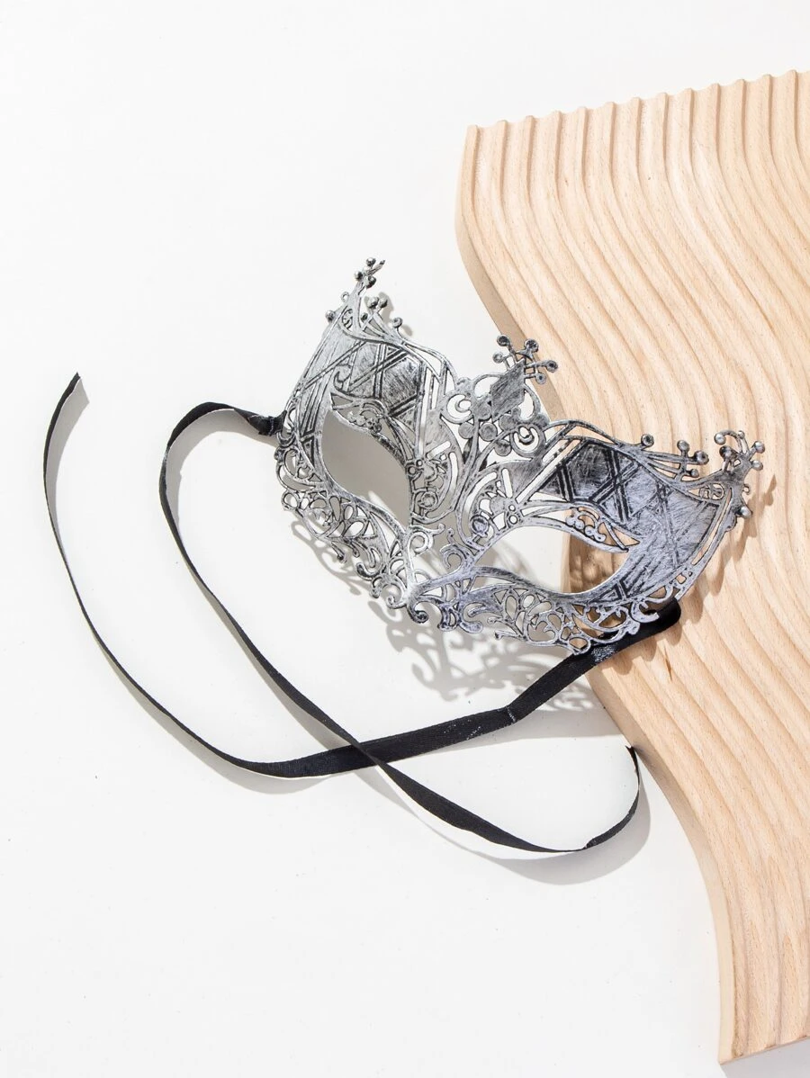 1入組復古銀色鏤空面具眼鏡裝飾適合派對和節日 - 銀色 - 查看 1