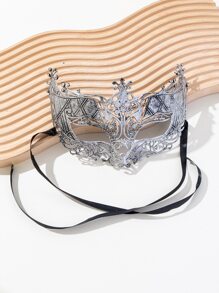 1入組復古銀色鏤空面具眼鏡裝飾適合派對和節日 - 銀色 - 查看 3