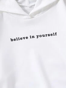 女孩愛心和標語圖案連帽衫