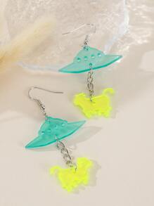Cartoon UFO Drop Earrings - Multicolor - View 1