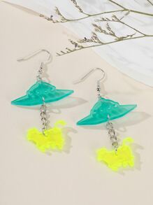 Cartoon UFO Drop Earrings - Multicolor - View 2