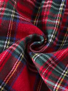 Toddler Girls Tartan Peter-pan Collar Ruffle Hem Dress - Red - View 4