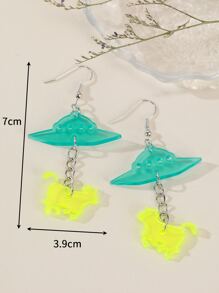 Cartoon UFO Drop Earrings - Multicolor - View 4