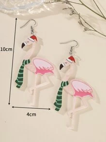 Christmas Flamingo Drop Earrings - Multicolor - View 4