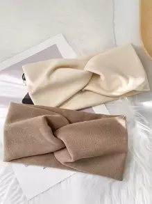 2入組純色扭結細節頭帶，休閒風格 - 彩色 - 查看 1