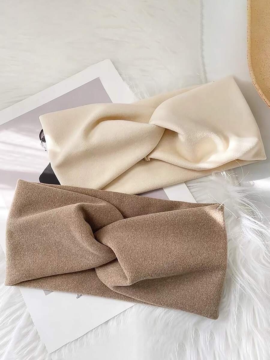 2入組純色扭結細節頭帶，休閒風格 - 彩色 - 查看 1